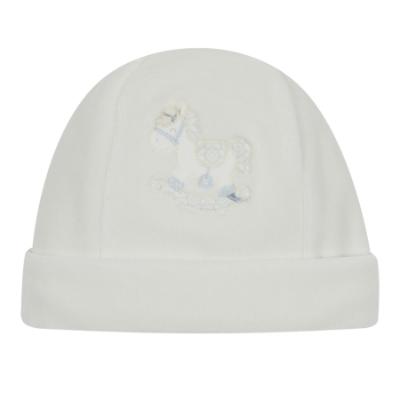 Picture of Deolinda Baby Florence Rocking Horse Velour Hat With Applique - White Blue