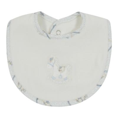 Picture of Deolinda Baby Florence Rocking Horse Velour Bib With Applique - White Blue