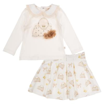 Picture of Caramelo Kids Girls Handbag Top & Skirt Set X 2 - Ivory Mink Beige