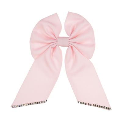 Picture of Caramelo Kids Girls Large Diamante Trim Hair Bow with Clip - Pink