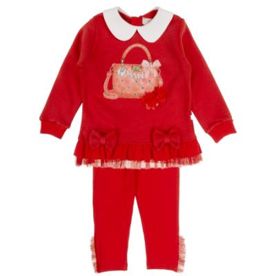 Picture of Caramelo Kids Girls Handbag Sweatshirt Tunic & Jersey Legging Set X 2 - Red