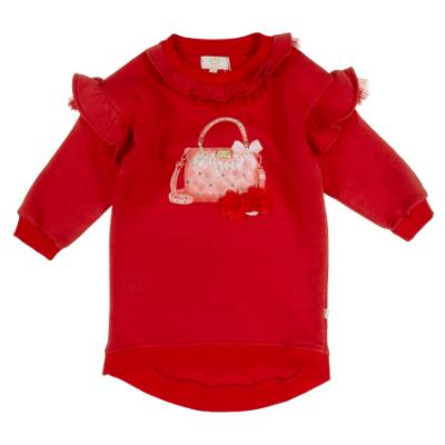 Picture of Caramelo Kids Girls Handbag Ruffle Sweatshirt Dress - Red