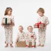 Picture of Caramelo Kids Baby To Santa Brushed Cotton Christmas Pyjamas Set With Hat - Ivory Red