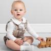 Picture of Caramelo Kids Baby Boys Woven Check Romper Set - White Beige