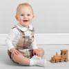 Picture of Caramelo Kids Baby Boys Woven Check Romper Set - White Beige