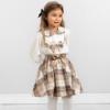 Picture of Caramelo Kids Girls Smart Woven Check Skirt & Blouse Set - White Beige