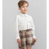 Picture of Caramelo Kids Boys Smart Woven Check Short Set - White Beige 