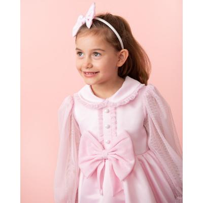 Picture of Caramelo Kids Girls Satin Dress With Tulle Ruffles & Headband - Pink