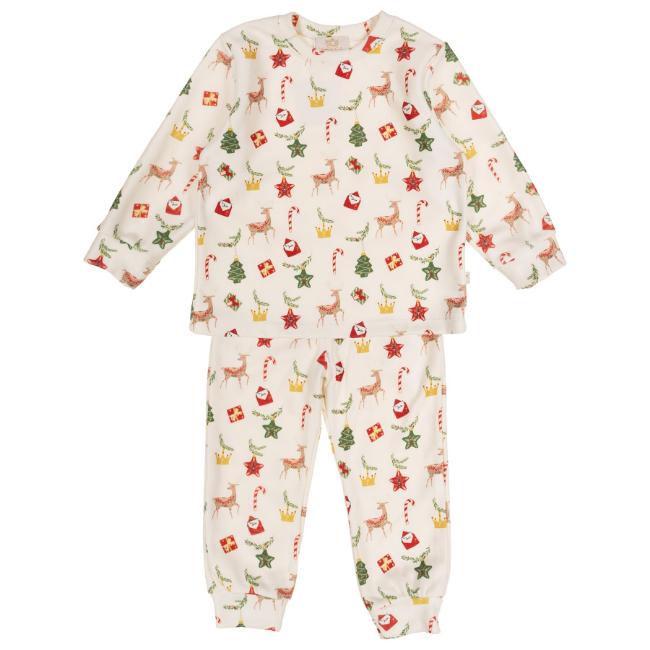 Picture of Caramelo Kids Boys To Santa Brushed Cotton Christmas Pyjamas Set - Ivory Red