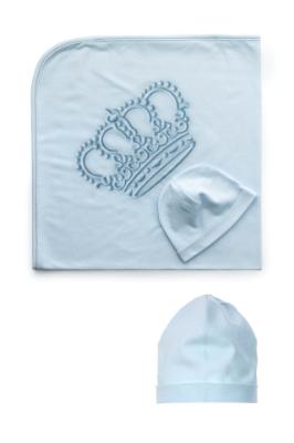 Picture of Sofija Baby Boys Henry Swaddle & Hat Set X 2 - Blue 