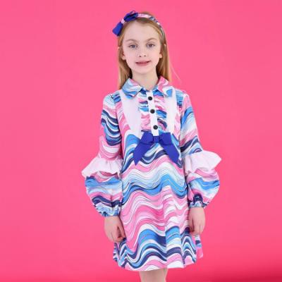 Picture of Rochy Girls Mar Winter Collection A Line Ruffle Dress - Blue Fuschia Multi