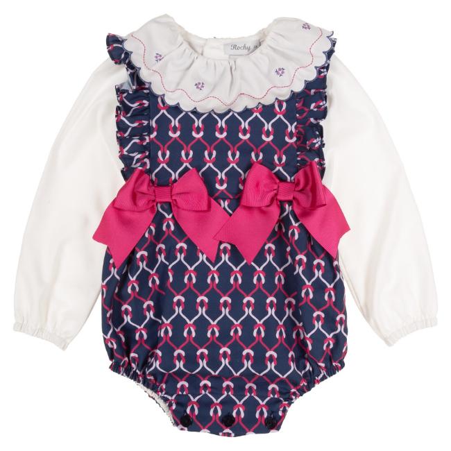 Picture of Rochy Girls Nudos Winter Collection Blouse & Romper Set X 2 - Navy Fuschia