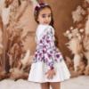 Picture of Rochy Girls Moneda Winter Collection Lace Trim Dress - Burgundy Grey