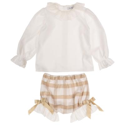 Picture of Rochy Girls Gold Winter Collection Jam Pant Set X 2 - Beige Check Gold