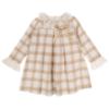 Picture of Rochy Girls Gold Winter Collection Lace Collar Dress - Beige Check Gold