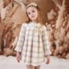 Picture of Rochy Girls Gold Winter Collection Lace Collar Dress - Beige Check Gold