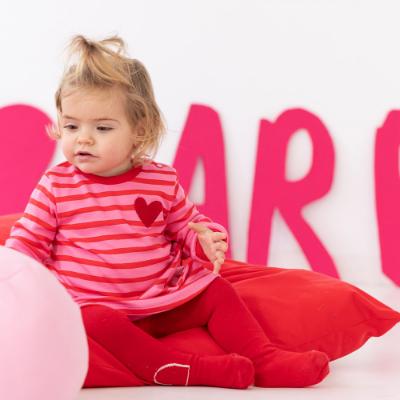 Picture of Agatha Ruiz De La Prada Stripes Heart Dress & Tights Set - Red Pink