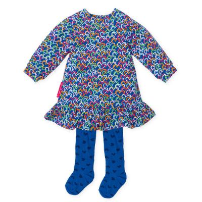 Picture of Agatha Ruiz De La Prada Glitter Heart Dress & Tights Set - Blue