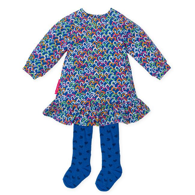 Picture of Agatha Ruiz De La Prada Glitter Heart Dress & Tights Set - Blue