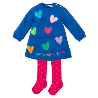 Picture of Agatha Ruiz De La Prada Glitter Multi Heart Dress & Tights Set - Blue