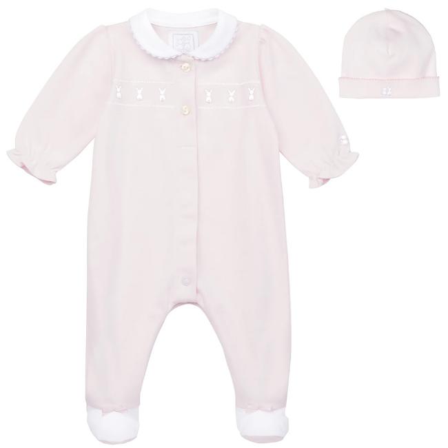 Picture of Emile Et Rose Girls Helen Bunny Babygrow & Hat Set - Pink