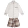 Picture of Caramelo Kids Boys Smart Woven Check Short Set - White Beige 