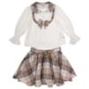 Picture of Caramelo Kids Girls Smart Woven Check Skirt & Blouse Set - White Beige