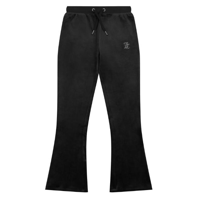 Picture of Juicy Couture Girls Diamante Bootcut Velour Jogger - Jet Black