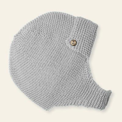 Picture of Mac Ilusion Baby Collection Boys  Knitted Aviator Style Bonnet  -  Moon Grey