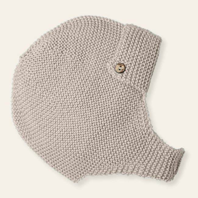 Picture of Mac Ilusion Baby Collection Boys  Knitted Aviator Style Bonnet  -  Nut Beige