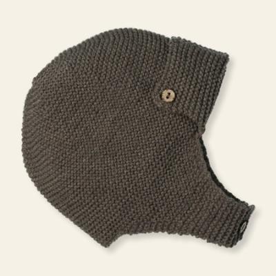 Picture of Mac Ilusion Baby Collection Boys  Knitted Aviator Style Bonnet  -  Moka Brown