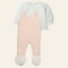 Picture of Mac Ilusion Baby Cobijar Collection Knitted Seamless Dungarees Blouse Set X 2 - White Nude Pink