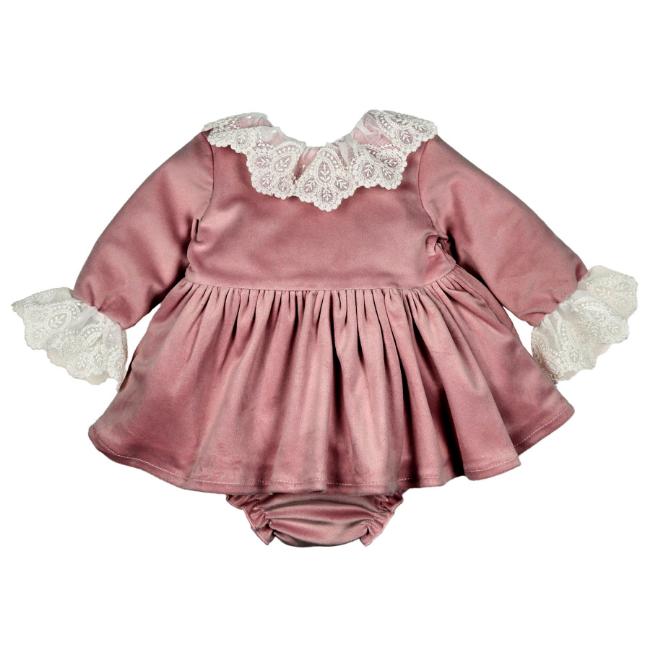 Picture of Mac Ilusion Baby  Cobijar Collection Girls Velvet Dress & Pants Set X 2 - Dark Pink