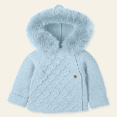 Picture of Mac Ilusion Baby Abrazar Collection Knitted Coat With Hood - Cloud Blue