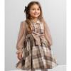 Picture of Caramelo Kids Girls Smart Woven Check tulle Sleeve Dress & Headband Set X 2 - Beige 