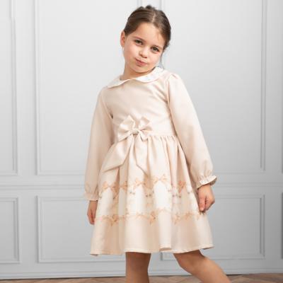 Picture of Caramelo Kids Girls Carousel Dream Peter Pan Collar Dress - Mink Beige