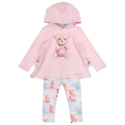 Picture of Daga Girls Teddy Bear Dream Print Hooded Tunic & Leggings Set X 2 - Pink Blue