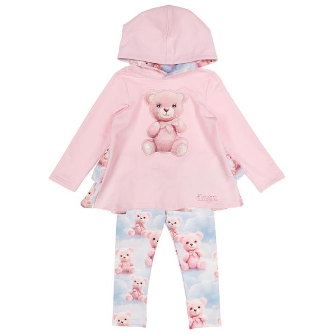 Picture of Daga Girls Teddy Bear Dream Print Hooded Tunic & Leggings Set X 2 - Pink Blue