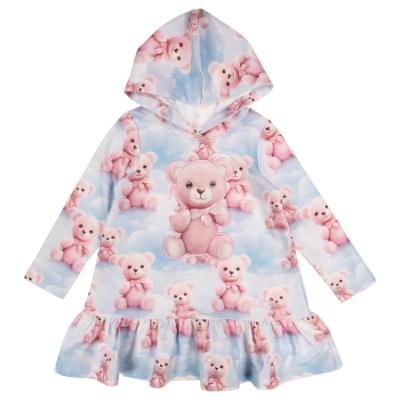 Picture of Daga Girls Teddy Bear Dream Print Hooded Dress - Pink Blue