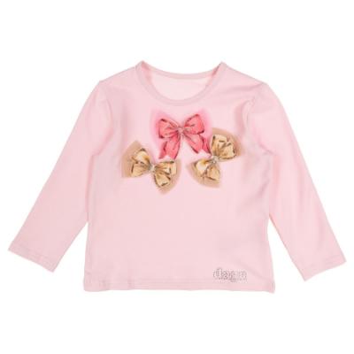 Picture of Daga Girls Pretty In Pink Top & Bow Print & Tulle Skirt Set - Pink