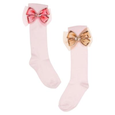 Picture of Daga Girls Pretty In Pink Knee Socks With Bow - Pink