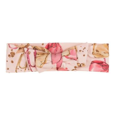 Picture of Daga Girls Pretty In Pink Bow Print Soft Headband With Bow - Pink