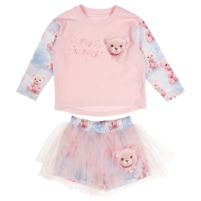 Picture of Daga Girls Teddy Bear Dream Print Skort & Top Set X 2 - Pink Blue 