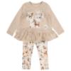 Picture of Daga Girls Horse Racing Print Legging Set X 2 - Beige