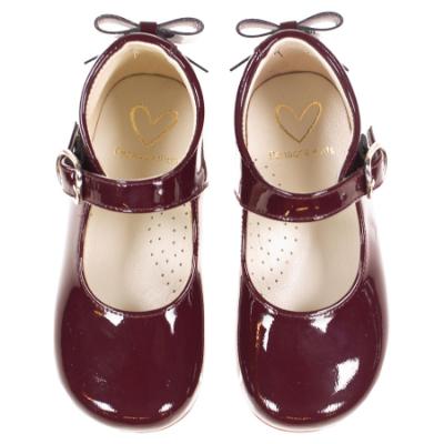 Picture of Panache Baby Girls High Back Bow Shoe -  Burgundy Patent