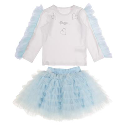 Picture of Daga Girls Ceremony & Elegance Top & Tulle Skirt Set - White Blue