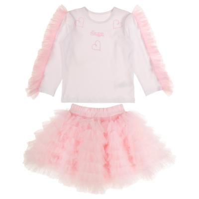 Picture of Daga Girls Ceremony & Elegance Top & Tulle Skirt Set - White Pink