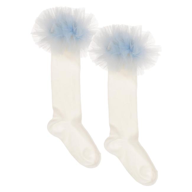 Picture of Daga Girls  Knee Socks With Tulle - White Blue