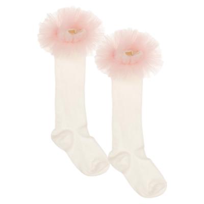 Picture of Daga Girls  Knee Socks With Tulle - White Pink