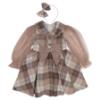 Picture of Caramelo Kids Girls Smart Woven Check tulle Sleeve Dress & Headband Set X 2 - Beige 